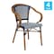 Flash Furniture Bordeaux French Bistro Stacking Chair w/Arms, Navy/White PE Rattan/Bamboo Print Alum Frame, 4PK 4-SDA-ADS642142-NVYWH-NAT-GG - alternate 8